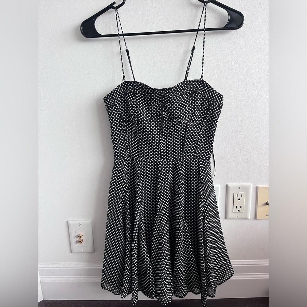 Zara corset Black and White Polka Dot Dress